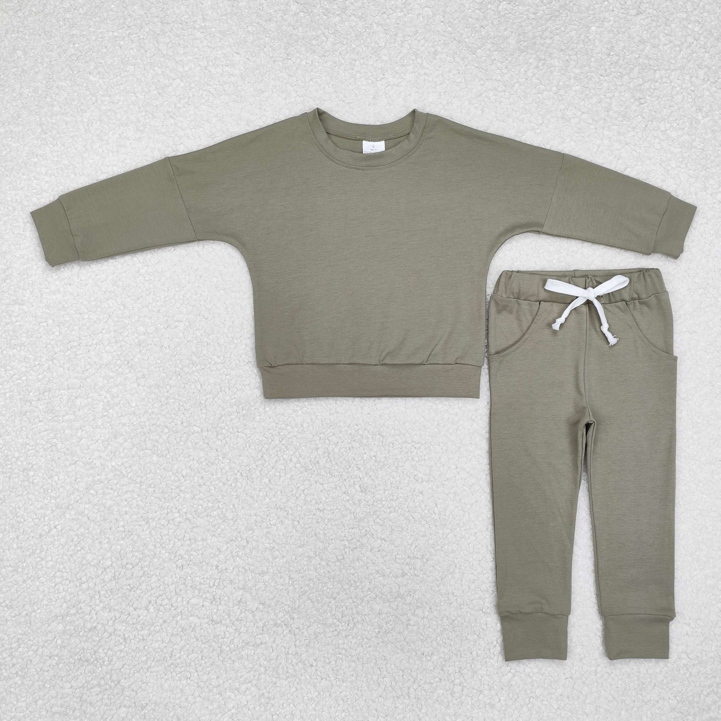 BLP1054  Solid green long-sleeved trousers suit