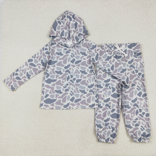 BLP1062 Baby Boys Grey Camo Hooded Top Pants Outfits Clothes Sets D 3.17