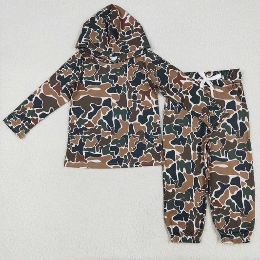 BLP1063 Baby Boys Brown Camo Hooded Top Pants Outfits Clothes Sets D 3.17