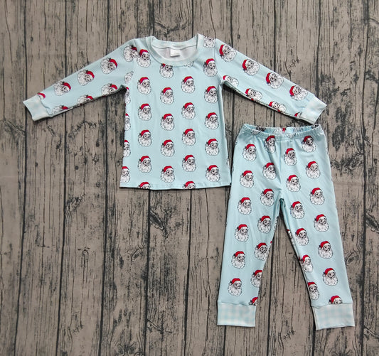 presale BLP1090 Baby Boys Blue Long Sleeves Santa Top Pant Pajamas Set   D 7.18
