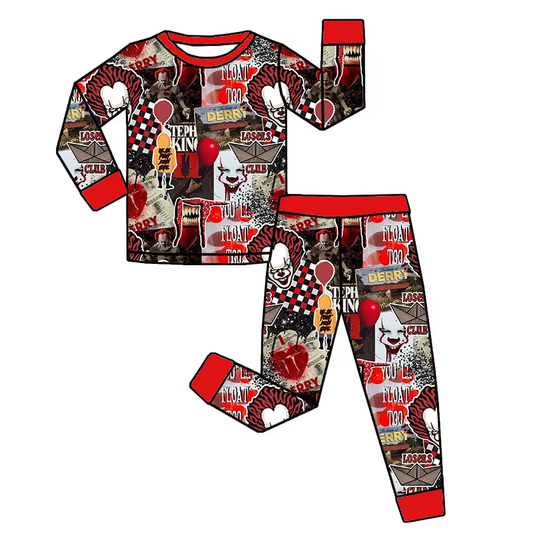 presale BLP1103 Baby Boys Long Sleeves Red Cartoon Derry Top Pant Pajamas Set D 6.10