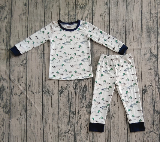 presale BLP1121 Baby Boys Long Sleeves Ducks Plaid Top Pant Farm Pajamas Set D 6.13