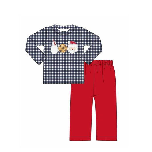 presale BLP1131 Baby Boys Hot Blue Long Sleeves Milk Santa Top Red Pant Set D 6.14