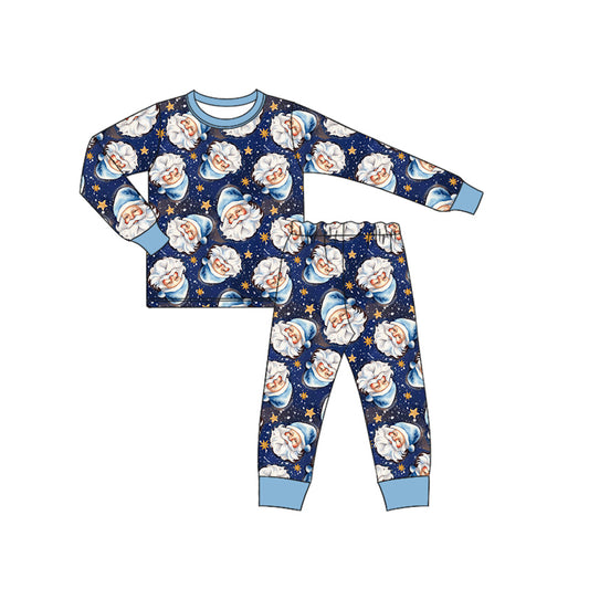 presale BLP1149 Baby Boys Hot Blue Long Sleeves Santa Stars Top Pant Pajamas Set D 6.18