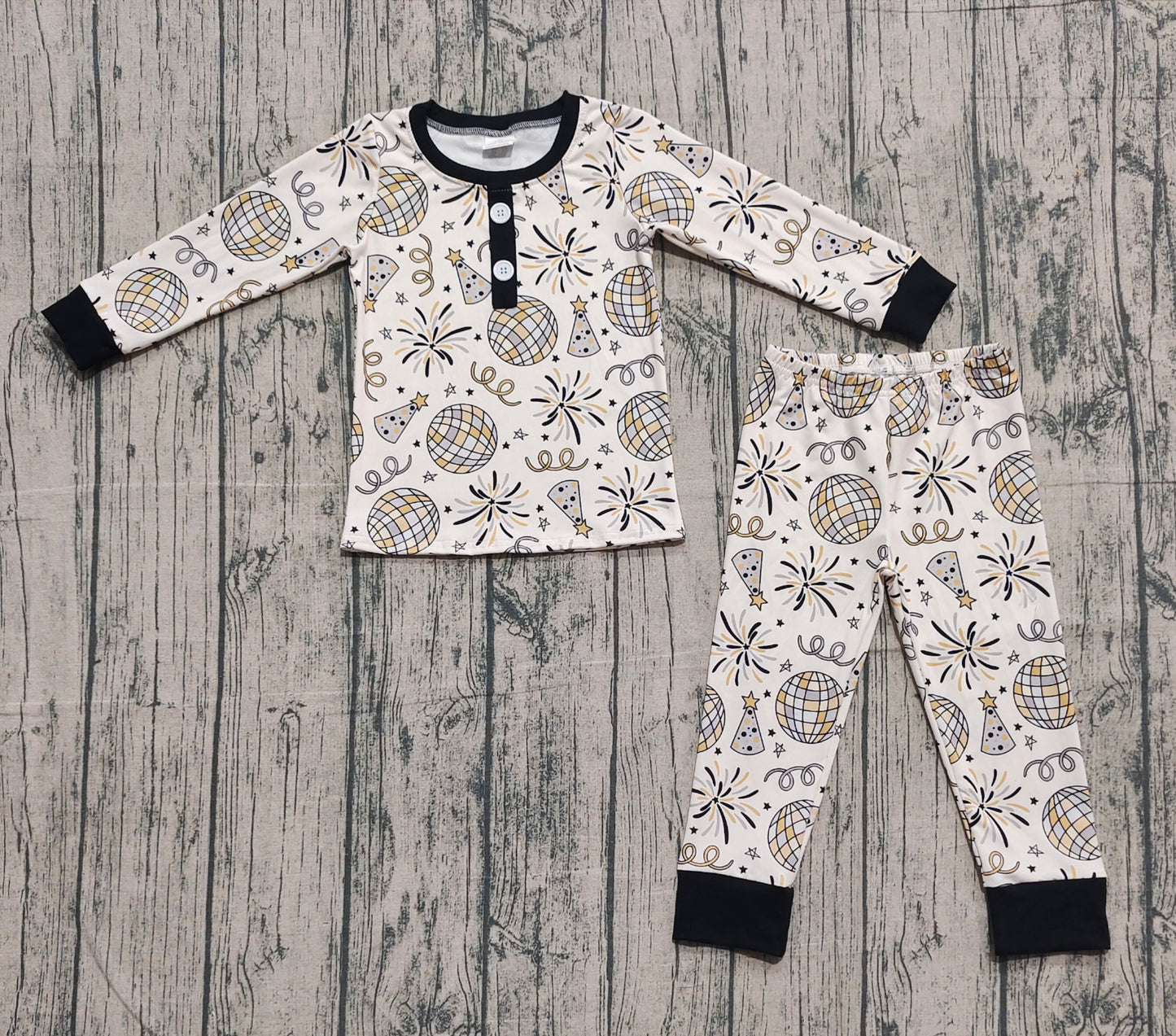 BLP1166 Baby Boys Long Sleeves Birthday's Hats Button Top Pant Pajamas Set  D 1022