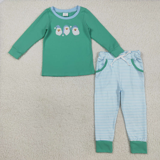 BLP1168 Baby Boys Green Long Sleeves Santa Top Legging Pockets Pant Set D 822