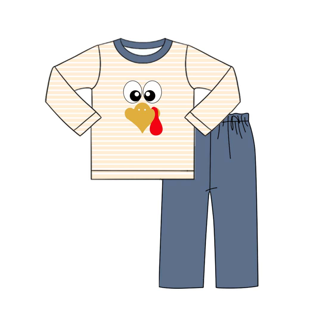 presale BLP1171 Baby Boys Long Sleeves Turkey Top Flare Pant Set  D 7.11