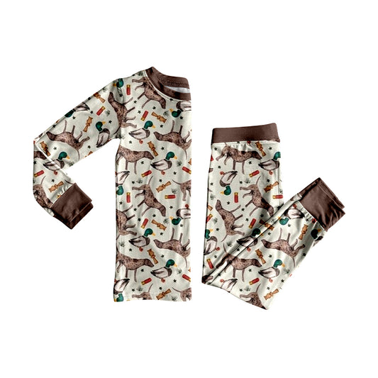 presale BLP1184 Baby Boys Long Sleeves Dogs Ducks Calls Top Pants Pajamas Set  D 7.16