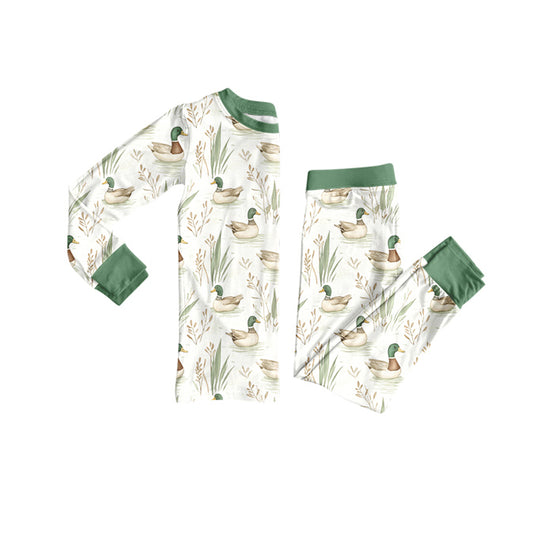 presale BLP1196  Baby Boys Long Sleeves Ducks Plaid Top Pant Pajamas Set  D 7.19