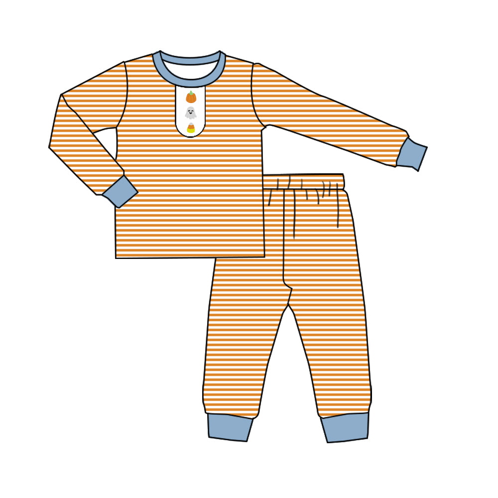 presale BLP1203 Baby Boys Ghost Pumpkins Candy Top Pants Halloween Pajamas Set  D 7.28
