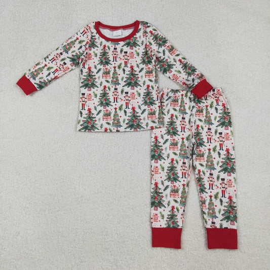 BLP1206 Baby Boys Christmas Trees Soldiers Top Pant Pajamas Sets  D 1020