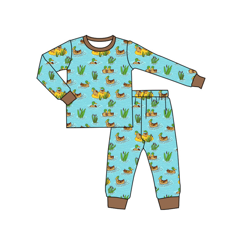 presale BLP1208 Duck brown and blue long-sleeved trousers pajama set  D 8.4