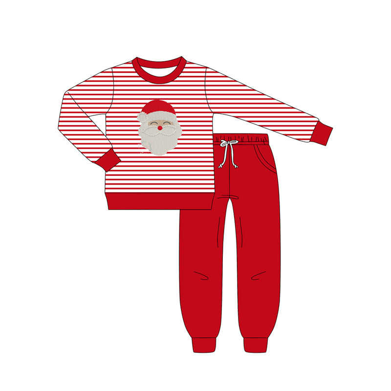 presale BLP1223 Baby Boys Red Stripe Santa Top Pockets Legging Pant Christmas Set  D 815