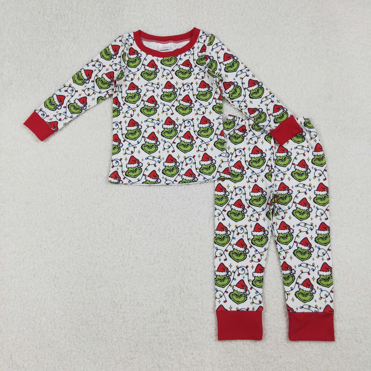 Sibling Baby Boys Green Faces Lights Christmas Pajamas Sets Zipper Footie Rompers Blankets    D 1022