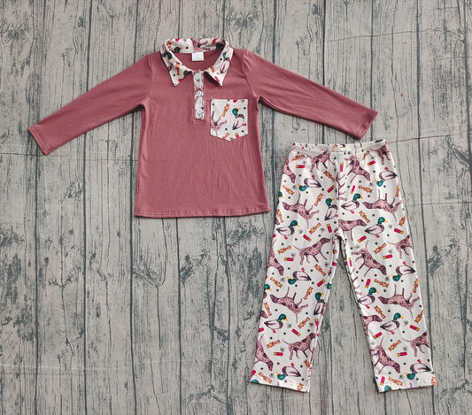 presale BLP1229 Duck Puppy Pocket Brown Button Long Sleeve Pants Suit   D 1201
