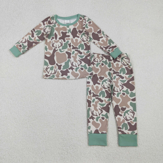 BLP1232 Baby Boys Brown Deer Camo Top Pant Western Pajamas Set D 1009