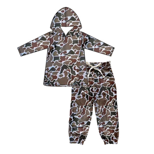 presale BLP1240 Baby Boys Dark Brown Camo Hoodies Pockets Pant Western Set D 830