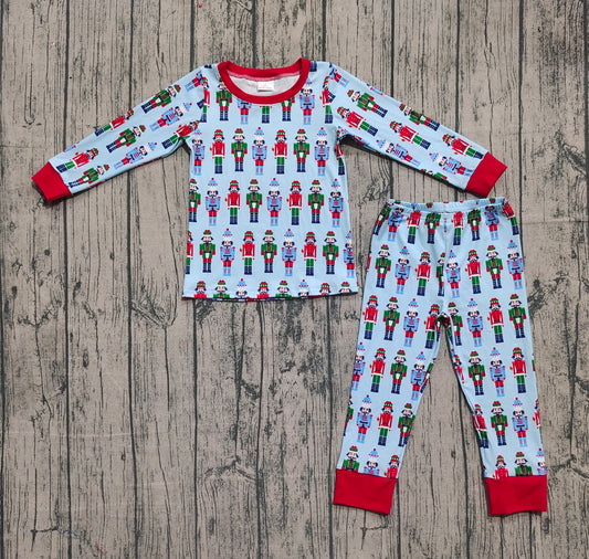 presale BLP1242  Baby Boys Colorfull Soldiers Plaud Top Pant Pajamas Set D 906