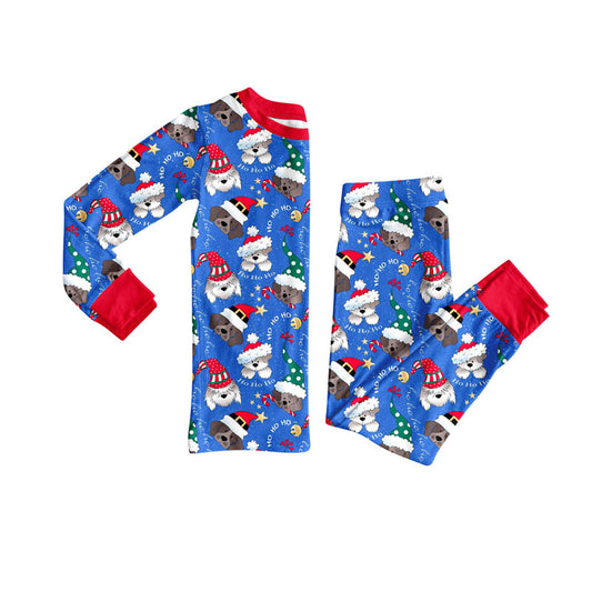 presale BLP1243 Baby Boys Dogs Candy Cane Top Pant Christmas Pajamas Set D 830
