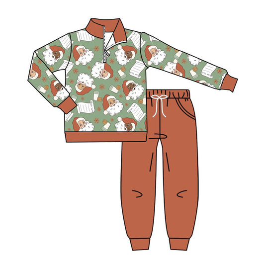 presale BLP1246 Baby Boys Santa Letter Milks Zipper Pullover Pockets Leggings Christmas Set D 830