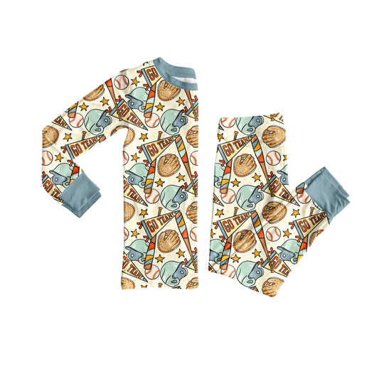 presale BLP1248 Baby Boys Baseballs Stars Go Team Top Pant Team Pajamas Set  D 902