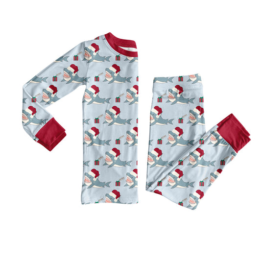 presale BLP1258 Baby Boys Gifts Whales Plaid Top Pant Christmas Pajamas Set D 903