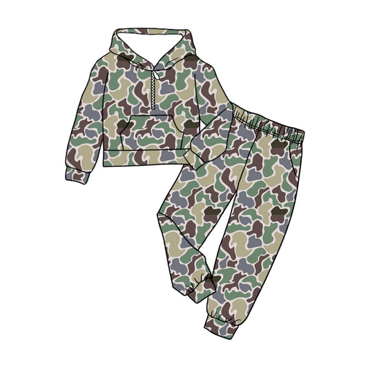 presale BLP1265 Baby Boys Grey Camo Hoodies Pockets Pant Western Clothes Set D 906