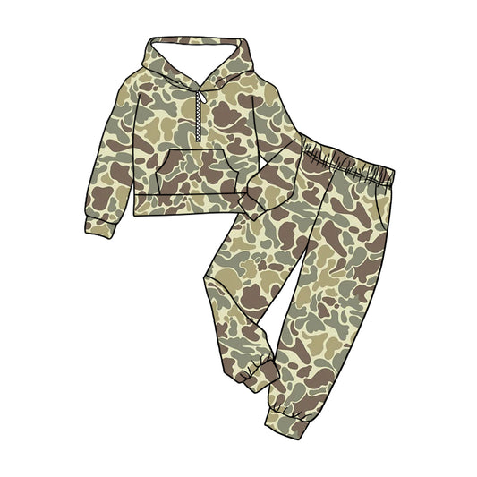 presale BLP1266 Baby Boys Khaki Camo Hoodies Pockets Pant Western Clothes Set D 906