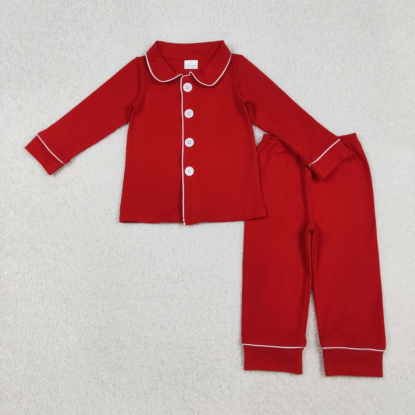 Sibling Baby Boys Girls Red Color Cotton Christmas Pajamas Pants Clothes Sets