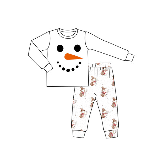 presale BLP1280 Baby Boys Snowmen Shirts Top Pants Christmas Pajamas Sets D 910