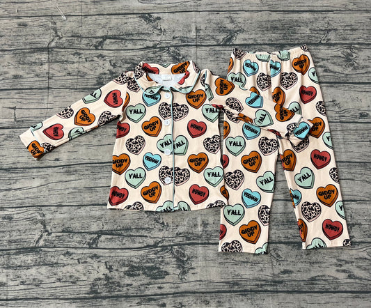 presale BLP1284 Baby Boys Yellow Long Sleeves Hearts Button Top Pants Valentin D 911