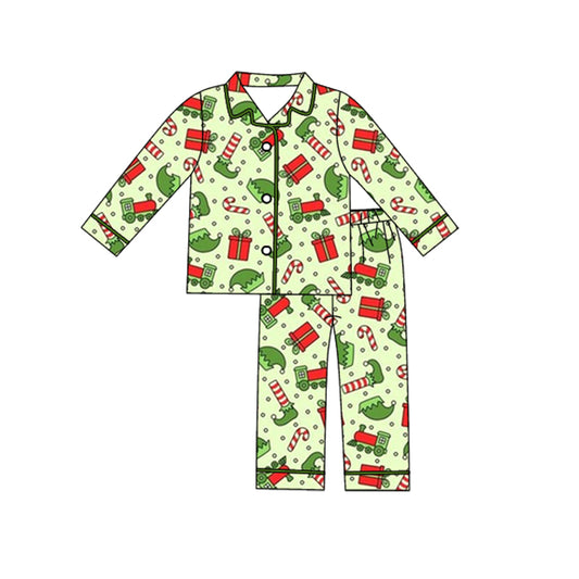 presale BLP1285 Baby Boys Hats Gifts Button Top Pants Christmas Pajamas Sets D 911