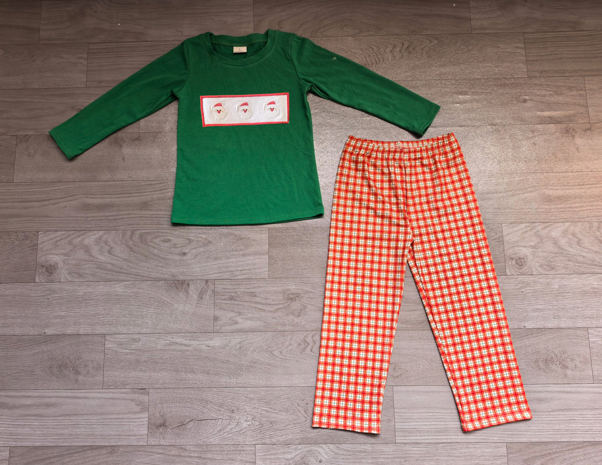 Pre order embroidery santa pants set boys outfit
