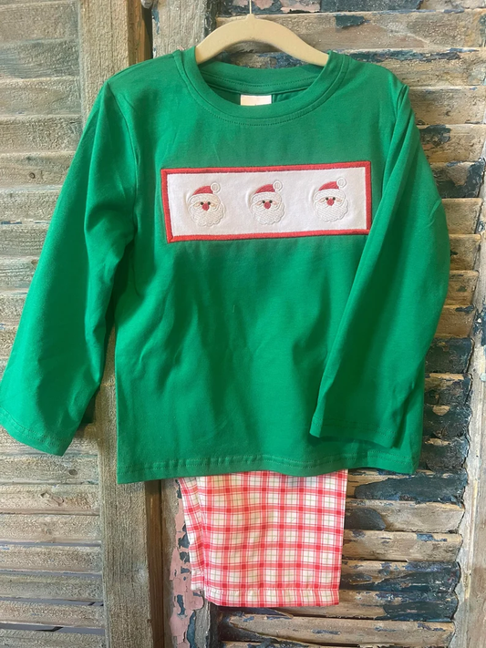 presale BLP1288 Baby Boys Santa Shirts Top Checked Leggings Pant Christmas Clothes Sets  D 912