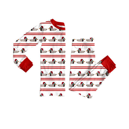 presale BLP1289 Baby Boys Red Stripe Hats Ducks Top Pants Christmas Pajamas Sets D 912
