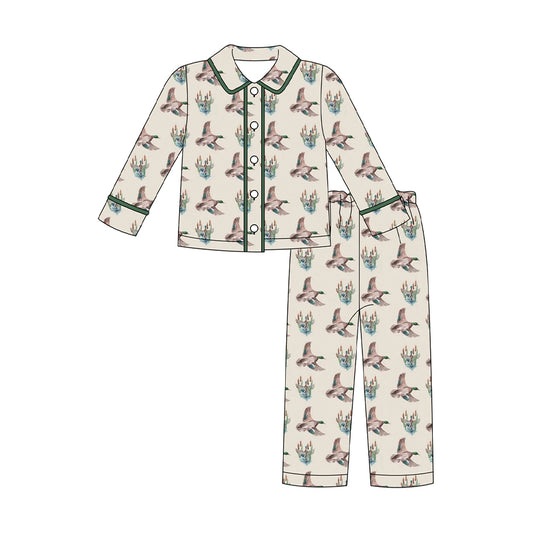 presale BLP1290 Baby Boys Log Sleeve Ducks Button Top Pants Hunting Pajamas Sets D 912