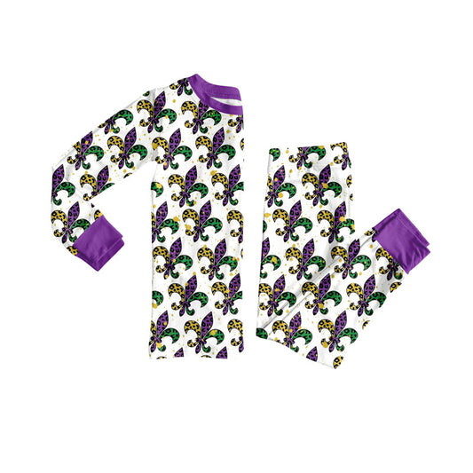 presale BLP1293 Baby Boys Mardigras Anchors Checked Top Pants Pajamas Sets D 913