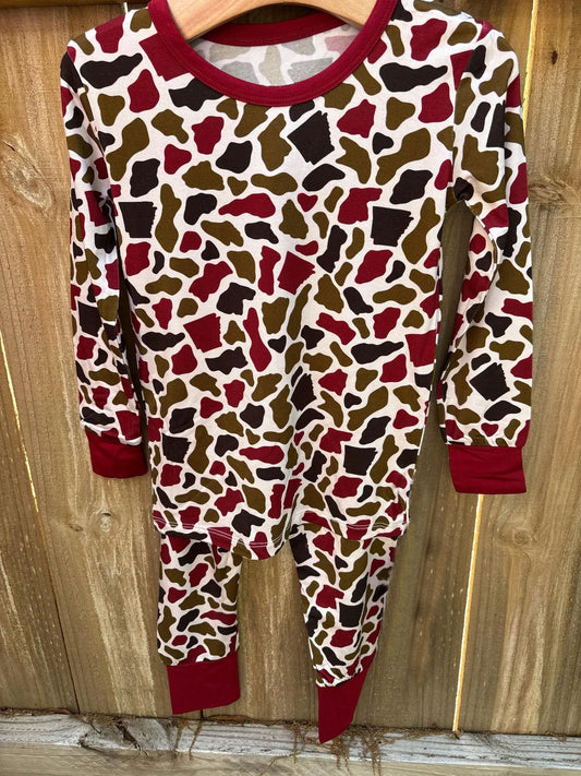 presale BLP1296 Baby Boys Red Brown Camo Top Pants Western Pajamas Sets D 918