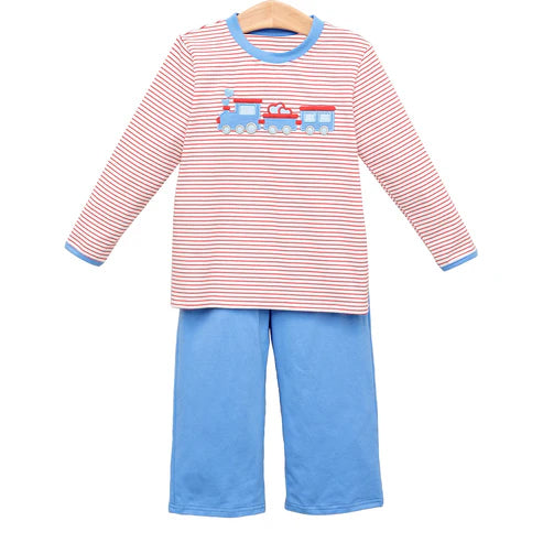 presale BLP1301  Baby Boys Hearts Trucks Red Stripe Top Pants Valentine Clothes Sets  D 924