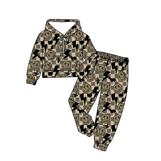 presale BLP1366 Baby Boys Camo Smiles Deer Zip Pockets Hoodies Pants Hunting Clothes Sets D 1106