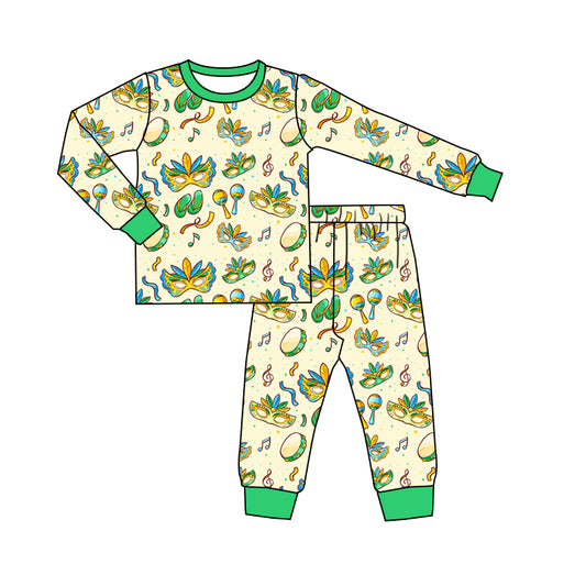 presale BLP1380 Baby Boys Masks Anchors Top Pants Mardigras Pajamas Sets   D 1124