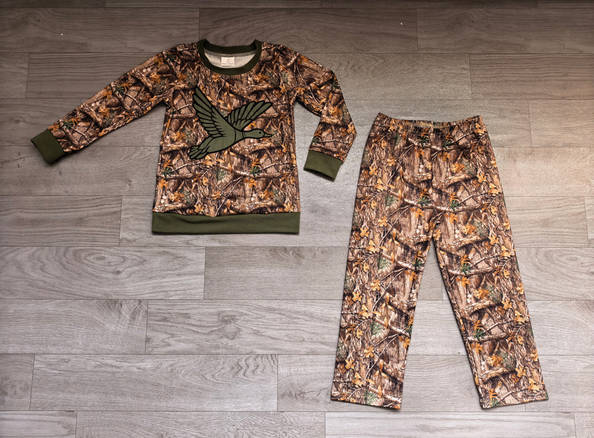 Pre order camo pants set with mallard pattern boys outfit