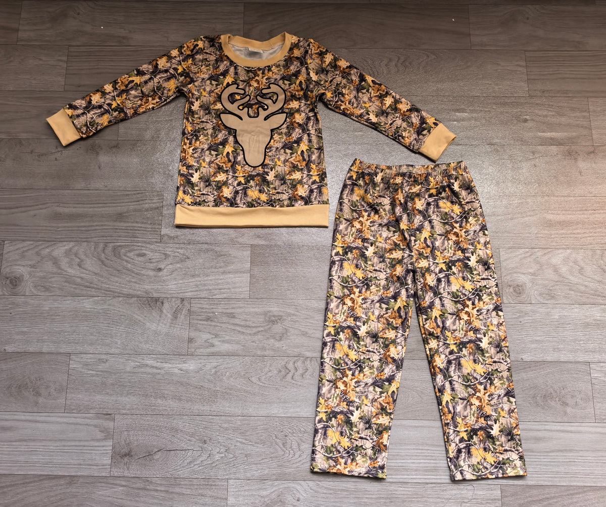 Pre order camo pants set with deer pattern boys outfit