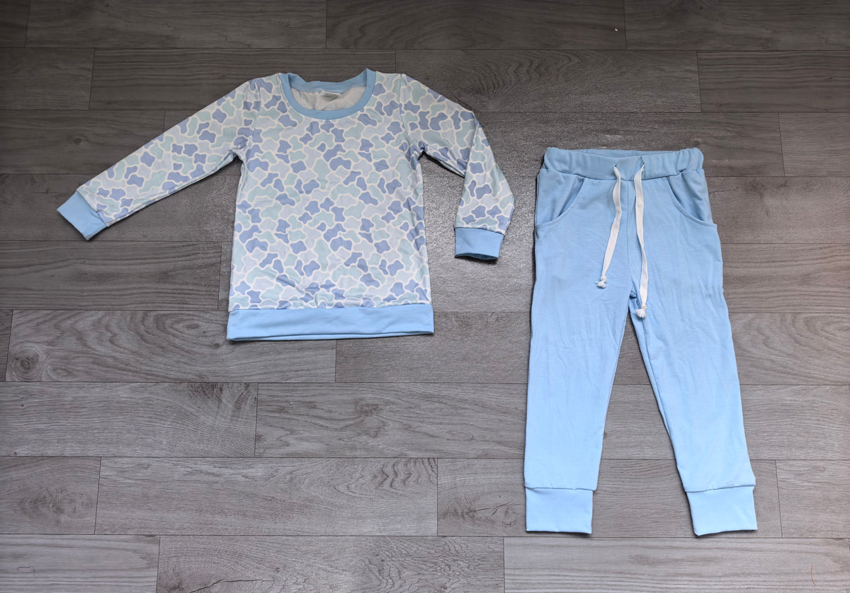 Pre order blue camo joggers set