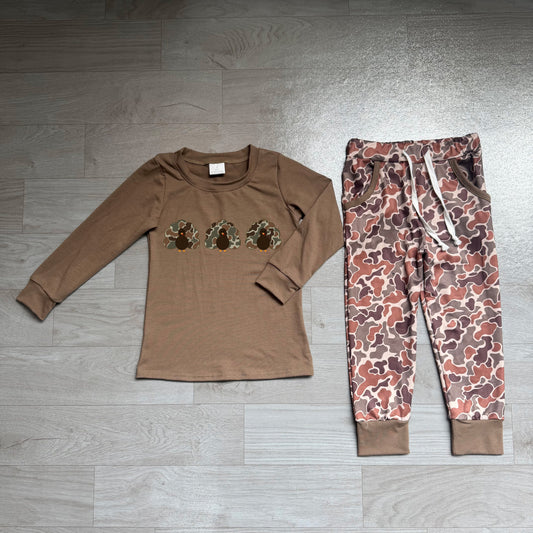 Pre order turkey embroidery camo jogger outfit