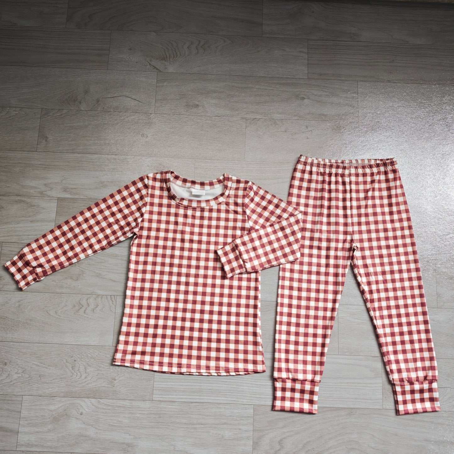 Pre order chocolate gingham two pieces kid pajamas