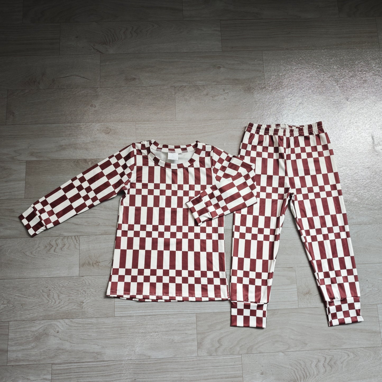 Pre order Chocolate Checkered Two Piece Set