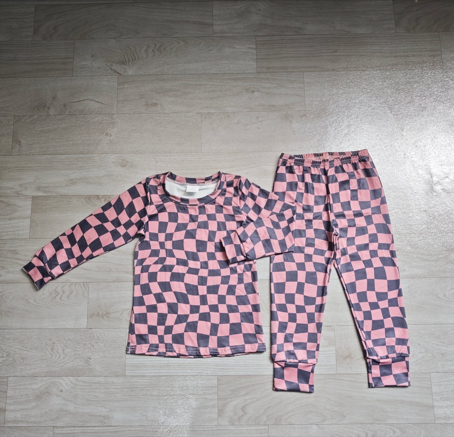 Pre order chocolate wavy checkered pajamas
