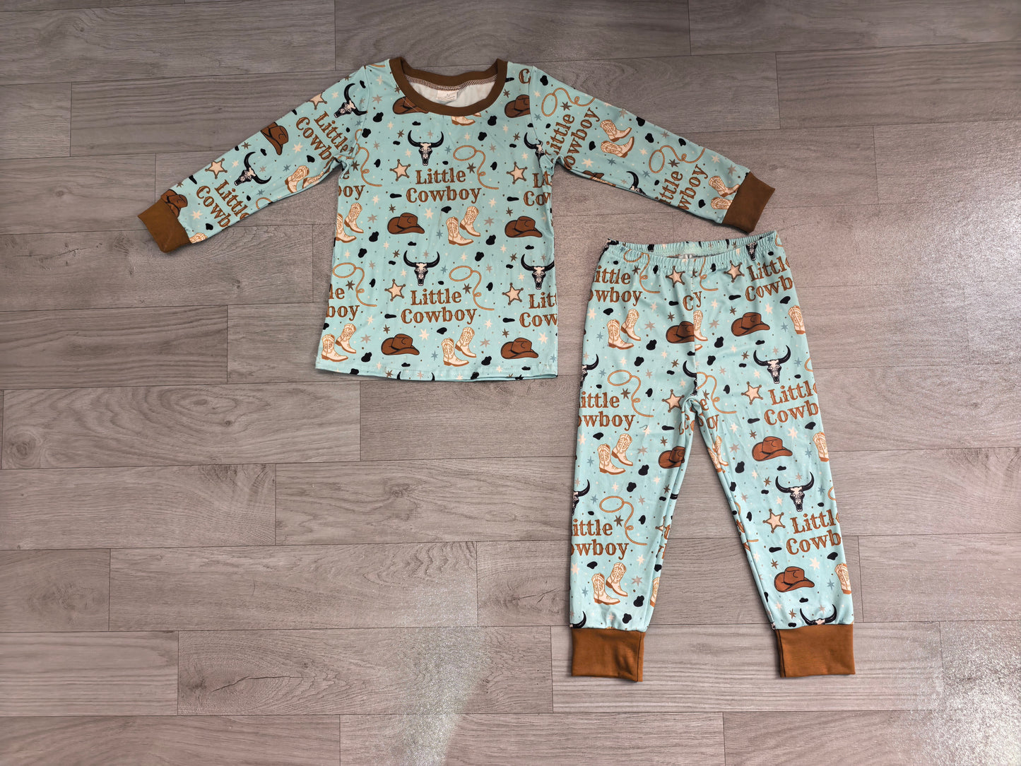 Pre order little cowboy two pieces pajama set