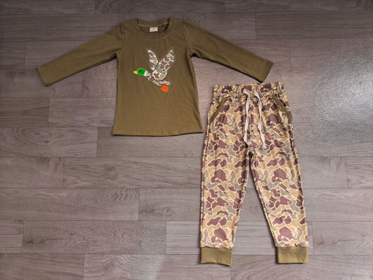 Pre order camo mallard embroidery shirt joggers boy outfit